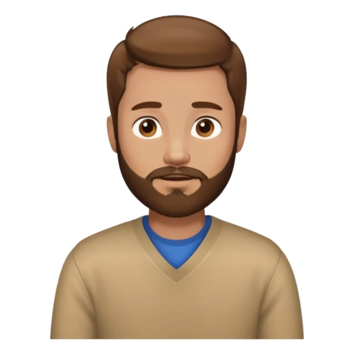 A man with brown hair and beard waiting for a hug sticker