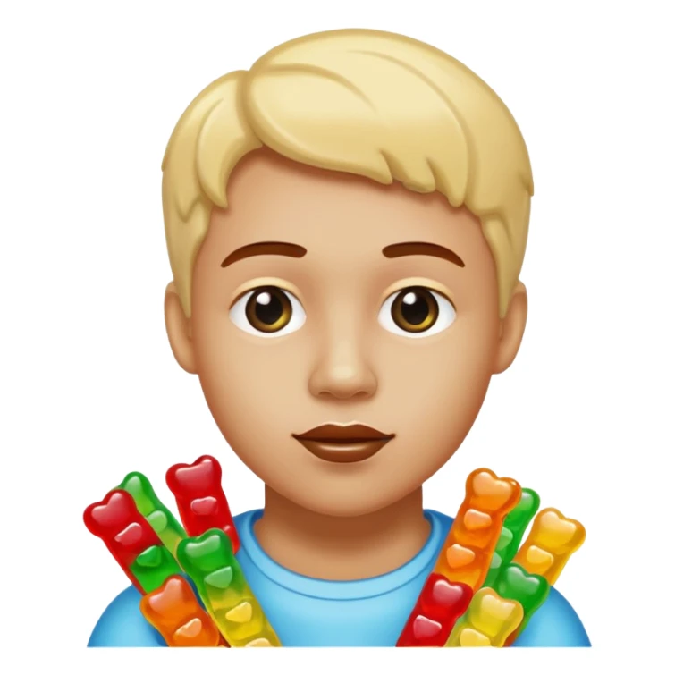 person made of candy, with accessories from candy sticker