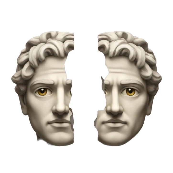 janus greek god two faces facing opposite one side being human the other android sticker