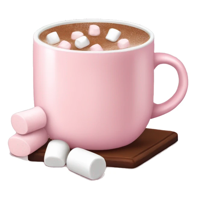 Light Pink mug of hot chocolate with marshmallows  sticker