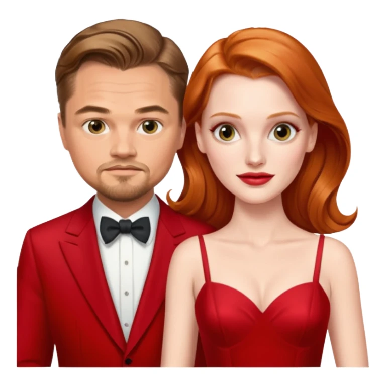 leonardo di caprio and Jessica Chastain in a red dress sticker