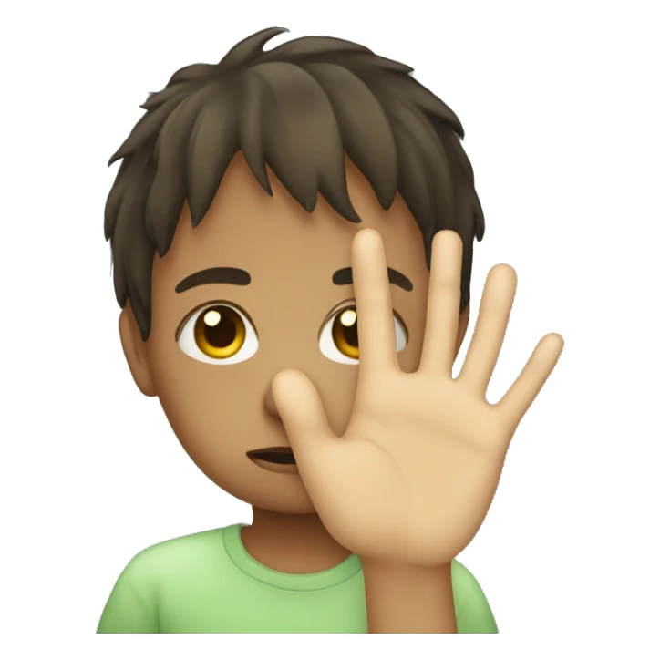 The palm of a child with sadness sticker