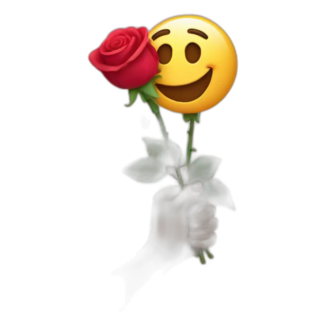 Happy emoji holding rose in hand  sticker