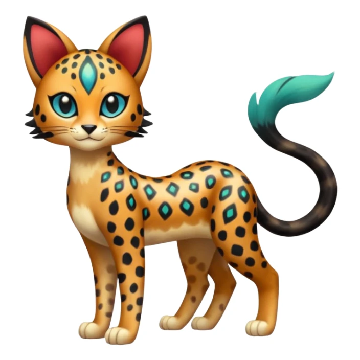 Colorful exotic esoteric patterned Gradients-colored realistic elegant lanky feminine cute pretty  Liepard-Litten-Meloetta-Sprigatito-Pokémon-fusion-creature (full body) sticker