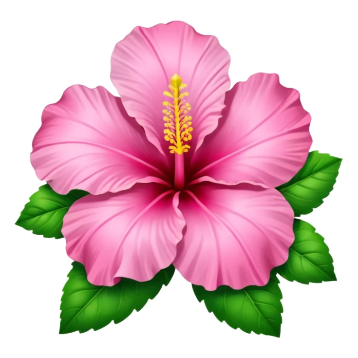 Pink heart hibiscus like a with green leaves sticker