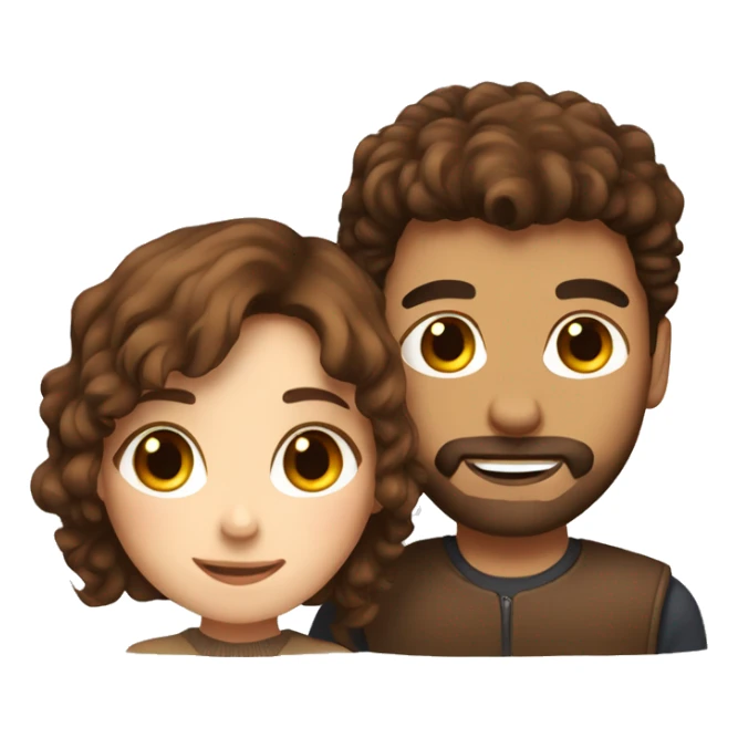 A beautiful brown-haired girl with a hairy brown-haired man Together sticker