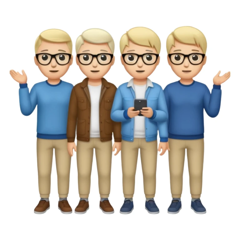 Group of 4 vibe coders, all male and white skinned  sticker