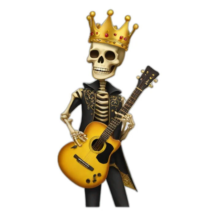 Soolking brook ;affro cut ;guitar;golden crown ;skeletal face sticker