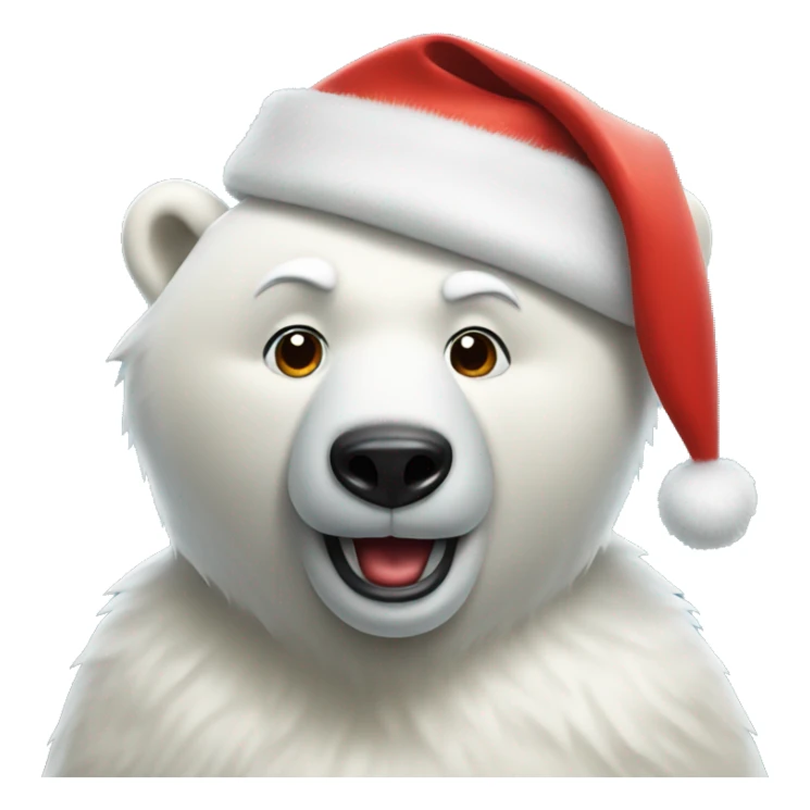 Polar bear wearing Santa hat with coke cola  sticker
