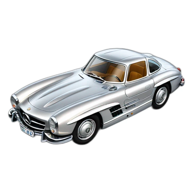 Silver Mercedes 300 sl gull-wing sticker