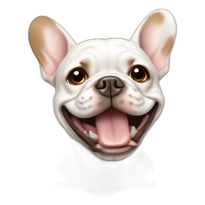 happy white with brown French Bulldog sticker