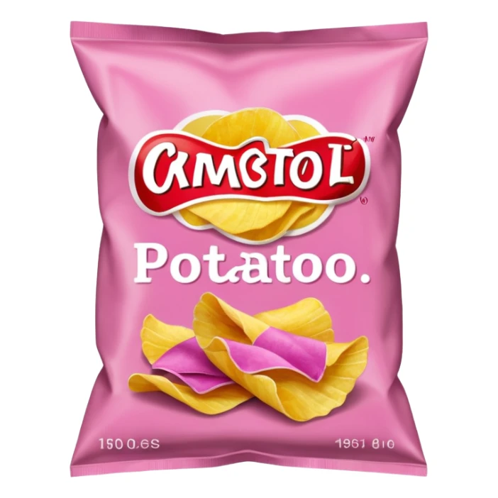 Pink bag of potato chips sticker