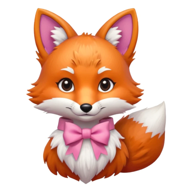 cute fox with a pink bow, portrait, bust up sticker