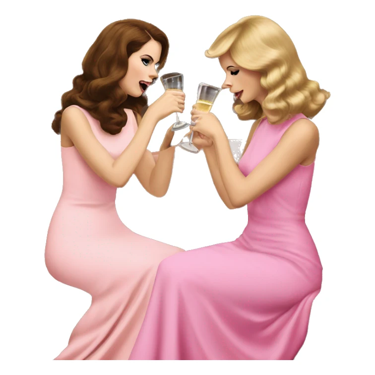 Lana del Rey & Taylor Swift drinking champagne pink dress sticker