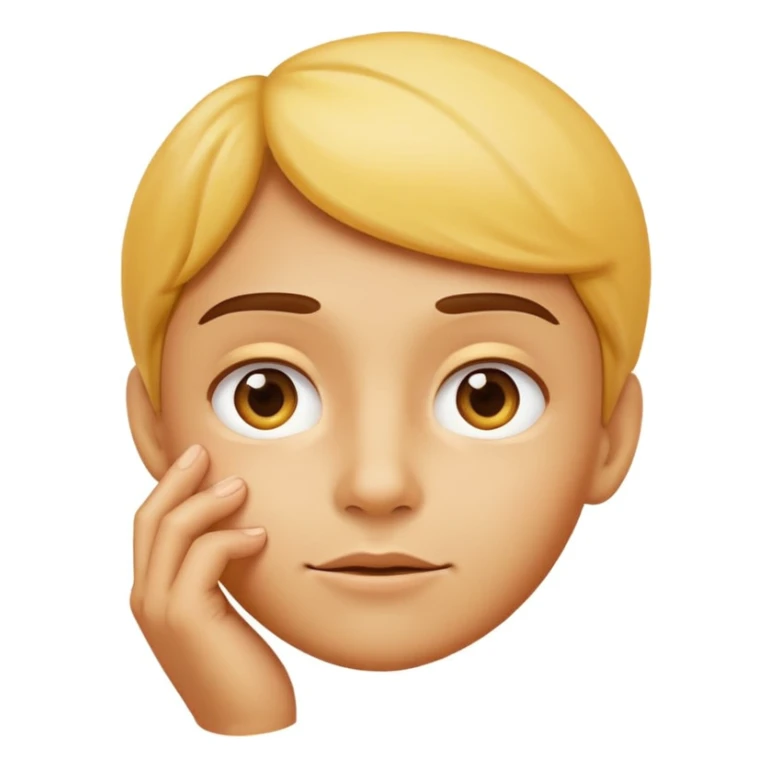 thinking face emoji, looking up, hand on chin, apple style sticker