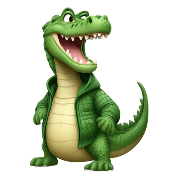 Crocodrile being happy with a hoodie sticker