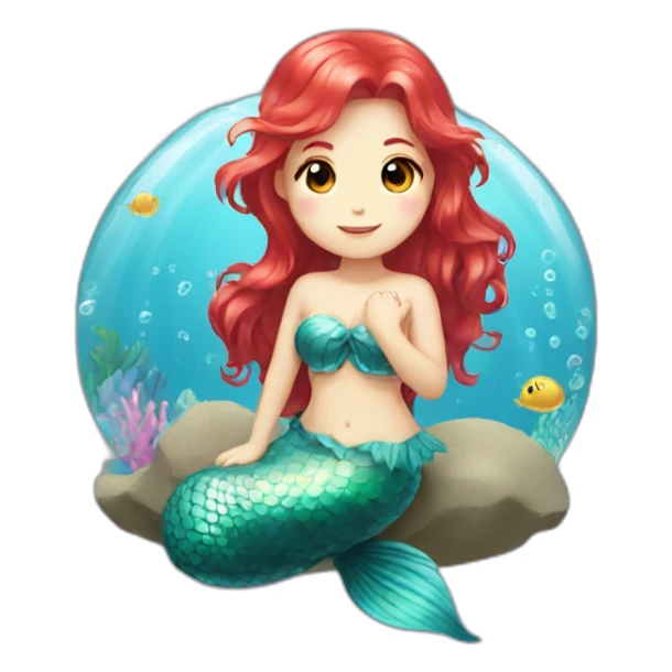 red haired cute kawaii mermaid sticker