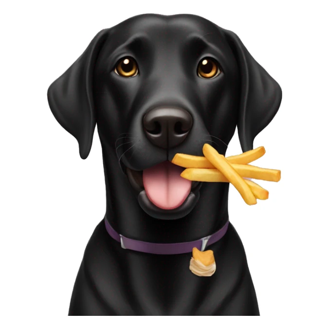 Black lab eating French fries sticker