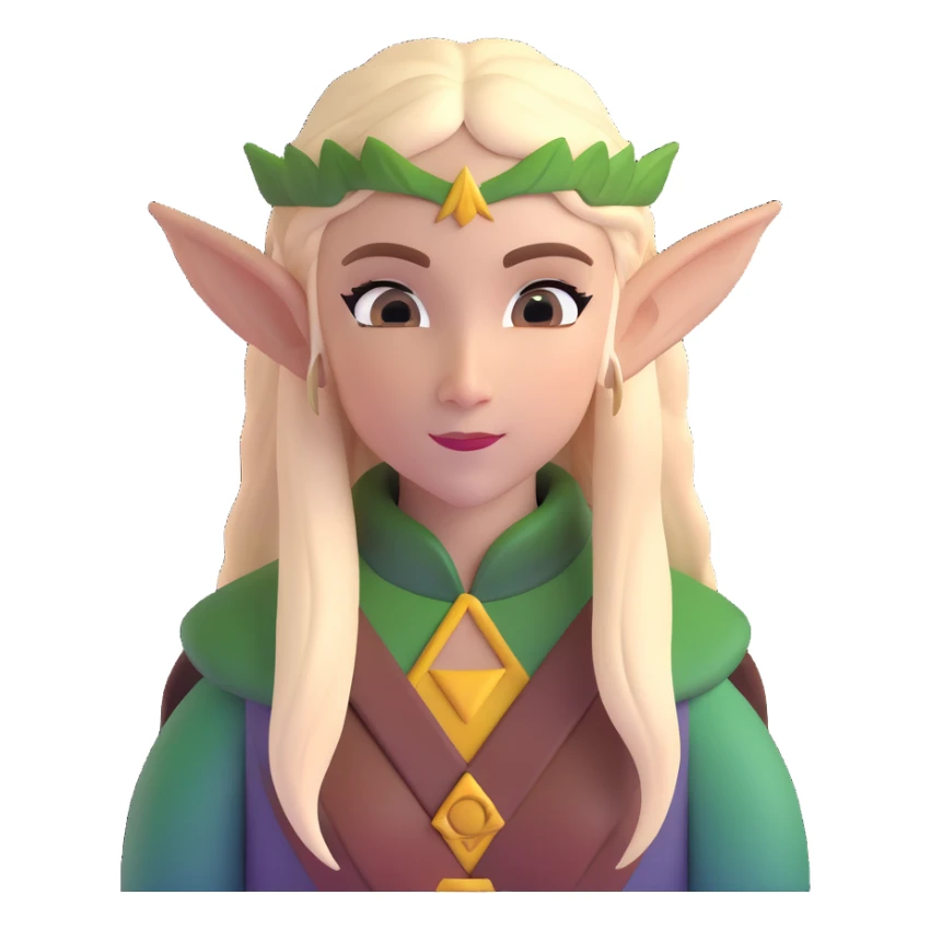 female elf with long hair and pointed ears sticker