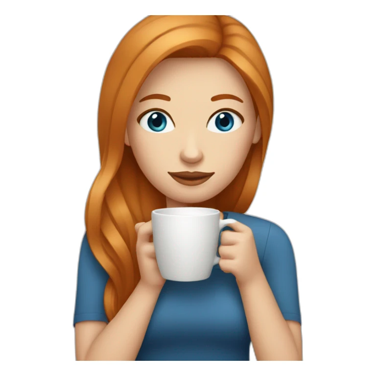 Ginger straight hair and blue eyes woman drinking a coffee sticker