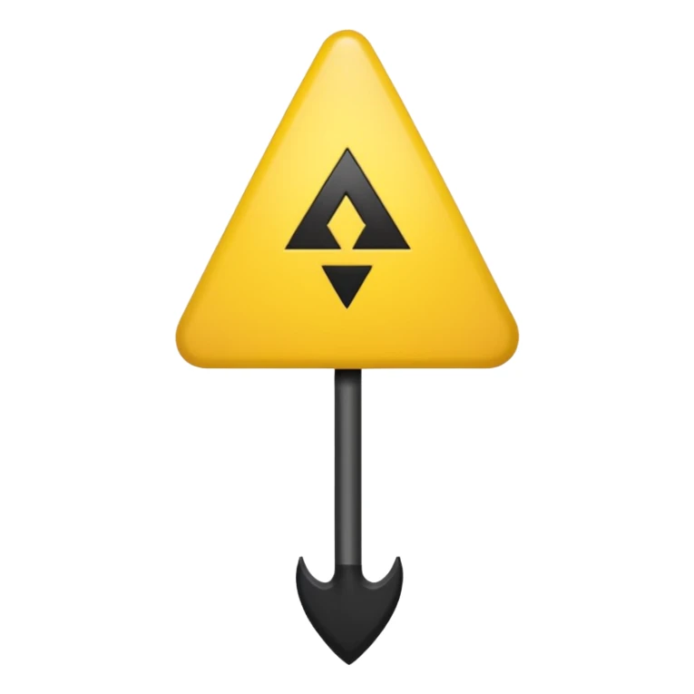 Hace una imagen con un triángulo amarillo y que adentro tenga una flecha apuntando a la izquierda que la flecha este adentro y que sea negra sticker