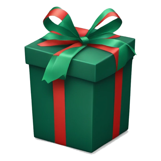 dark green gift box with red ribbon sticker