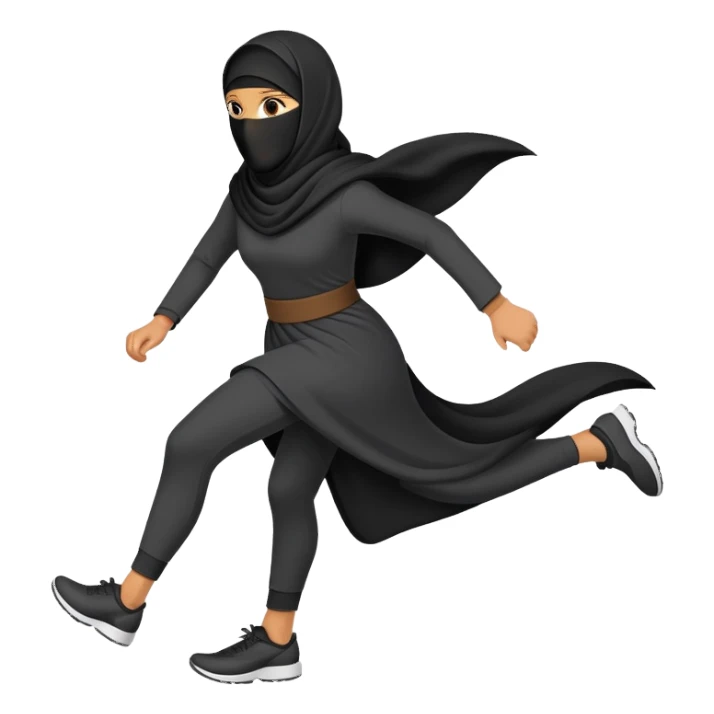 person wearing a niqab, running sticker
