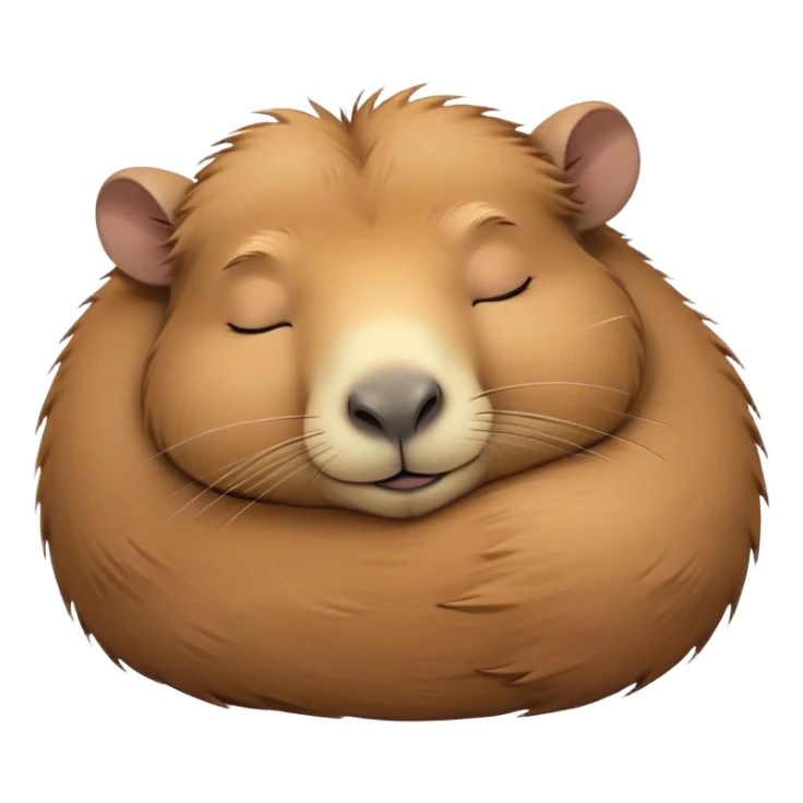 Meme-Worthy cute Sleeping Capybara Portrait Emoji, Head resting peacefully with a contented smile, showcasing luxuriously soft, fluffy fur and eyes gently closed in serene slumber, Simplified yet hilariously adorable features, highly detailed, glowing with a soft, drowsy natural light, high shine, relaxed and utterly lovable, stylized with an air of playful laziness, bright and heartwarming, soft glowing outline, capturing the essence of a sleeping capybara that feels destined to become the next viral sensation of adorable rest! sticker