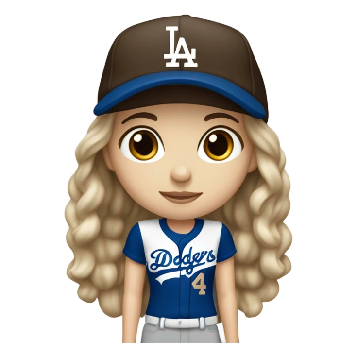 White Dodgers Girl with dark brown hair  sticker