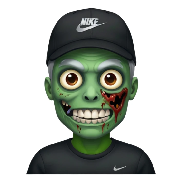 Faça um zombie com uma blusa da Nike preta com um boné preto da Nike tbm, que o zombie tenha dentes de prata  sticker