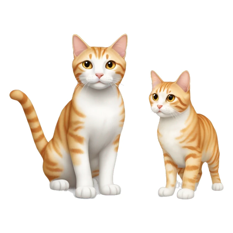 White and orange tabby next to cream tabby full body sticker
