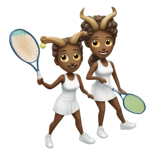 Two Capricorns playing tennis on a tennis court sticker