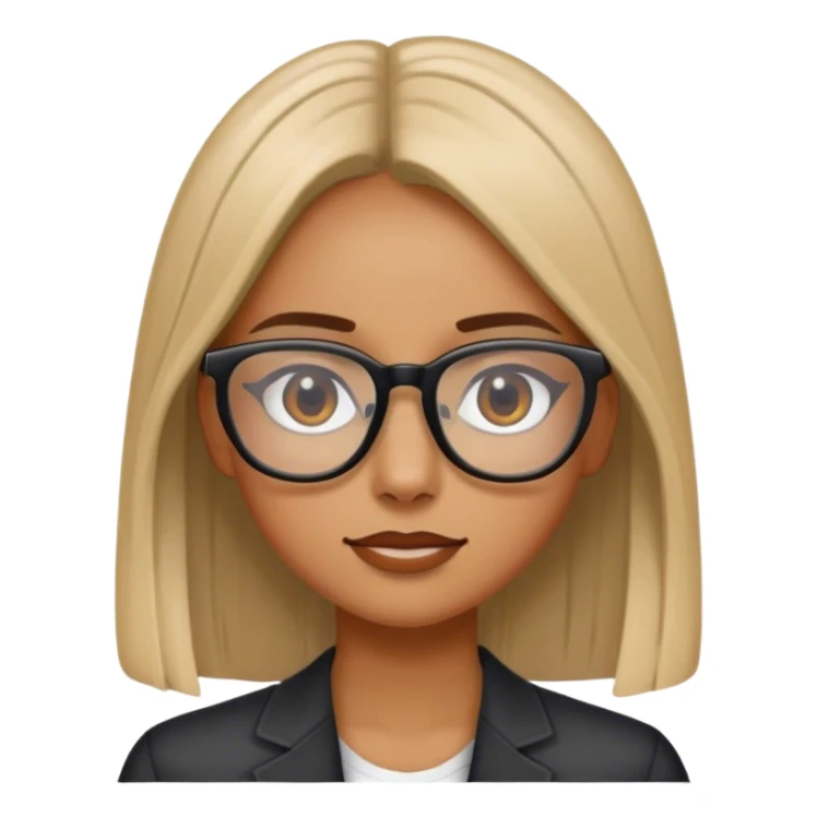 Niña lacia de piel un poco morena y con lentes sticker