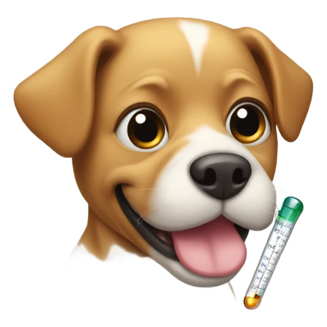 Dog with thermometer in mouth  sticker