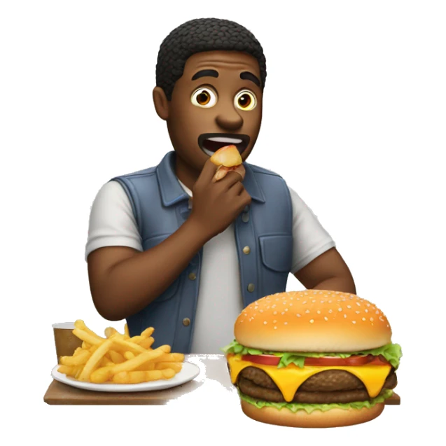 Create an emoji of a men eating burger sticker