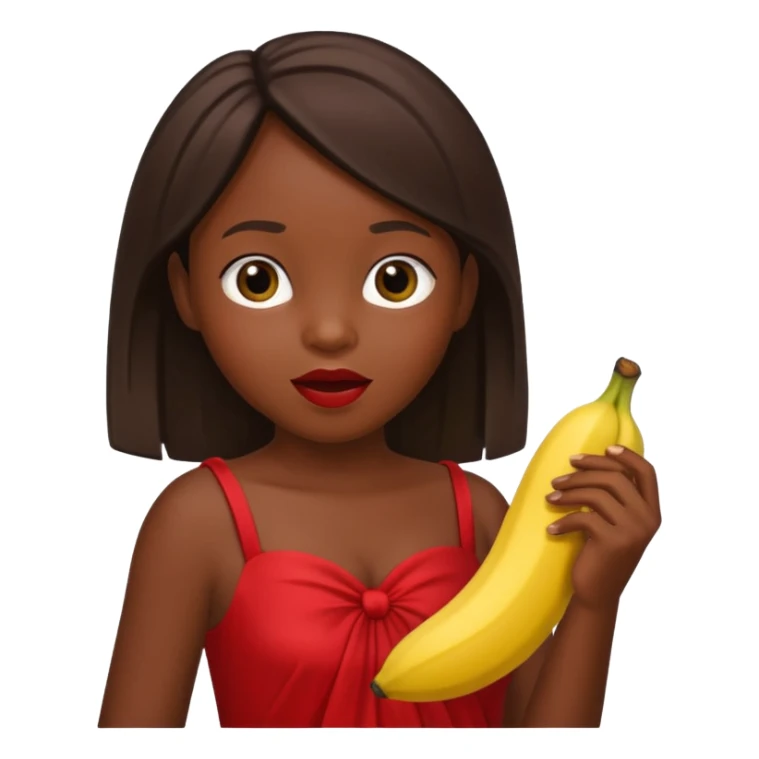 Black orphan wearing red dress eating banana  sticker