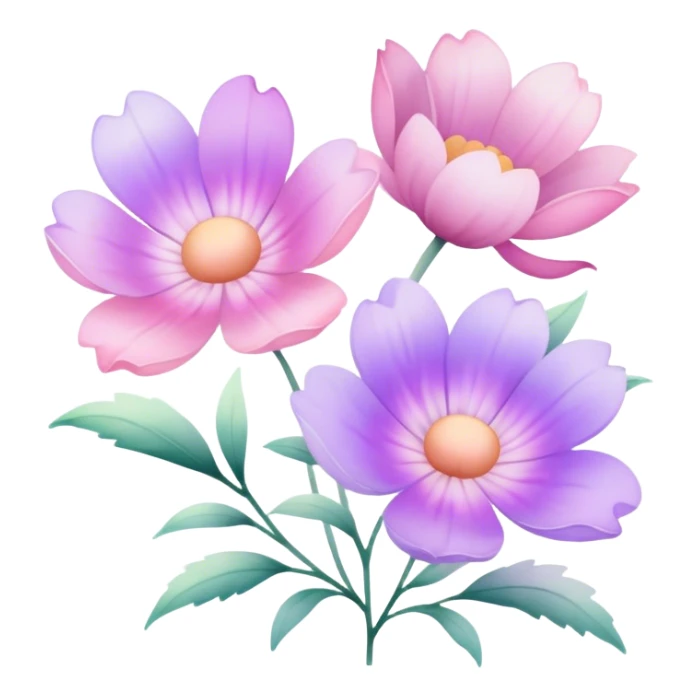 Light pink pastel purple gradients flowers sticker