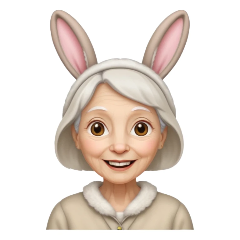 old woman with bunny ears sticker