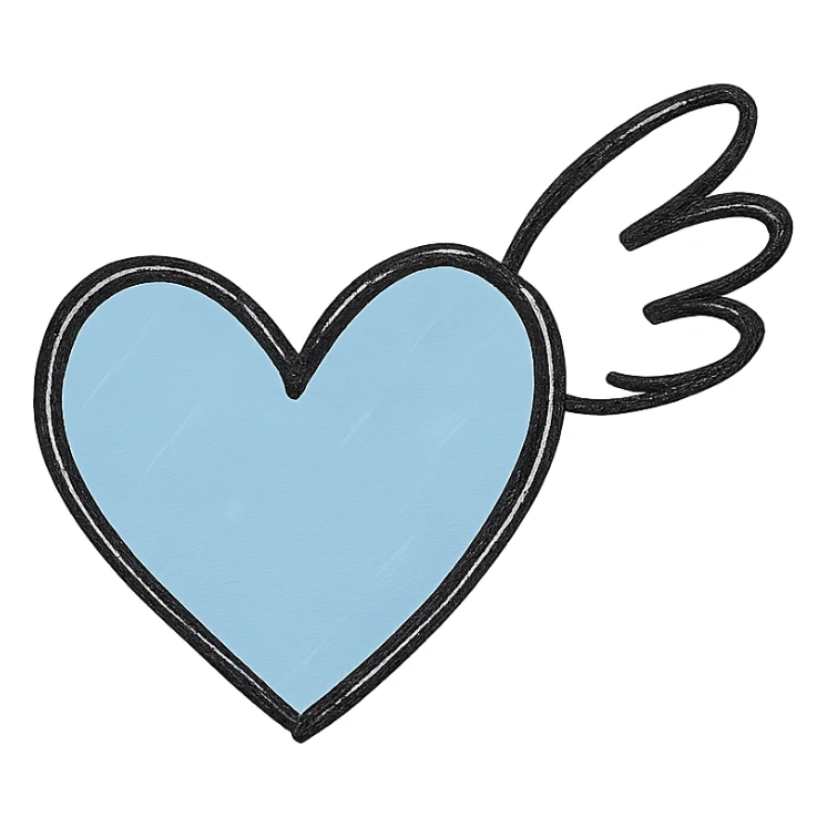 Blue sky blue heart with an angel wing sticker