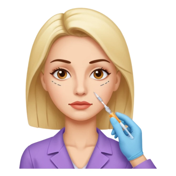 Woman taking a botox only one injection in the face sticker