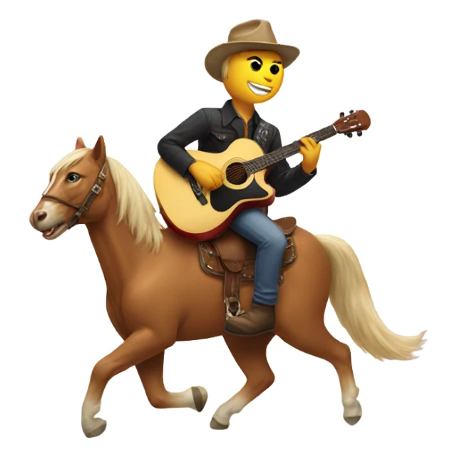 Cat riding a horse playing a guitar  sticker