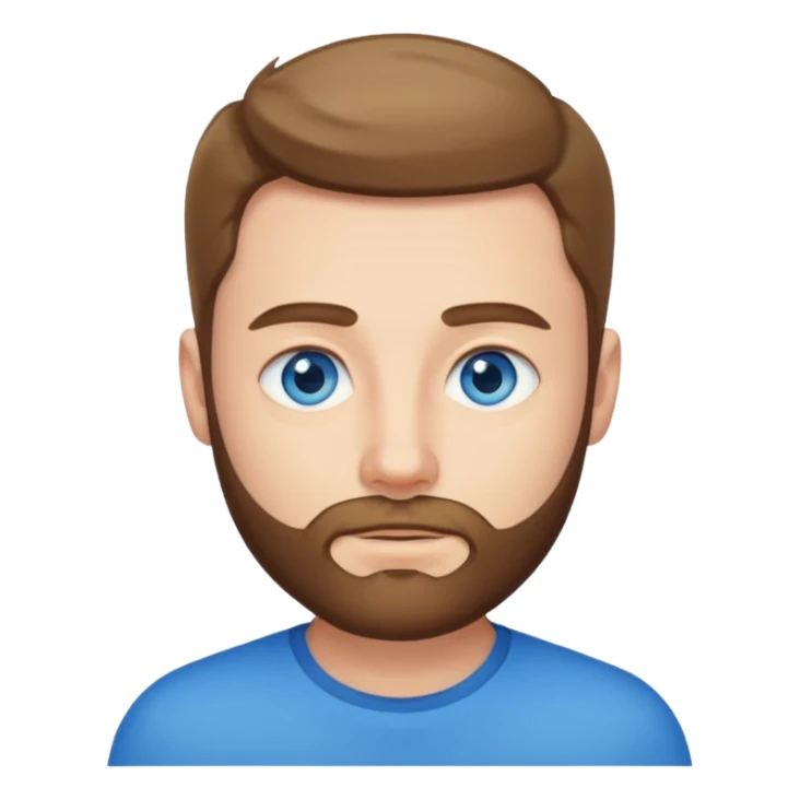 Man met een korte baard en felle blauwe ogen rost haar sticker