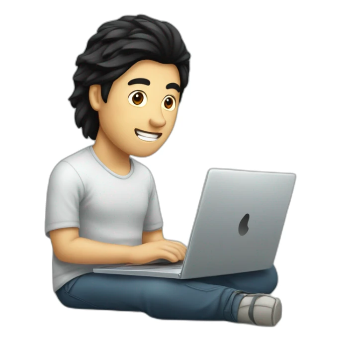 asia-man-black-hair-on-glass-with-laptop sticker