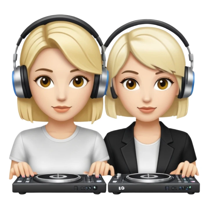 Blonde female and brunette female DJs sticker
