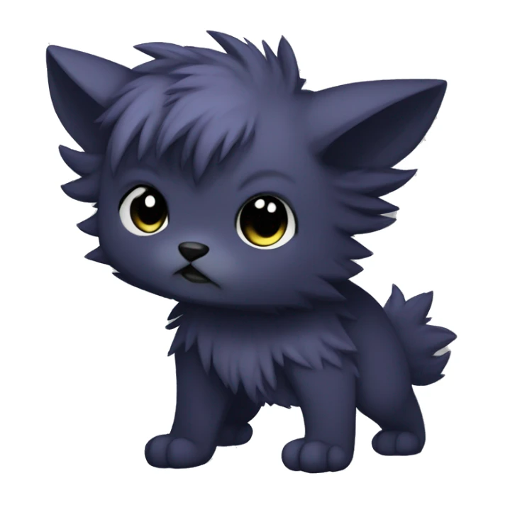 Dark Edgy Cool Shy Grumpy Fluffy FurSona Fakemon Full Body sticker