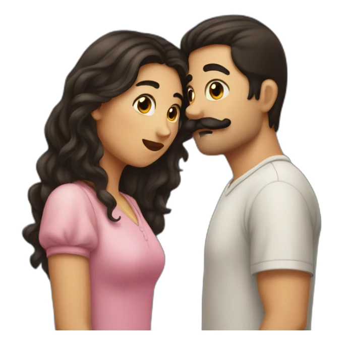Kissing couple dark hair moustache sticker
