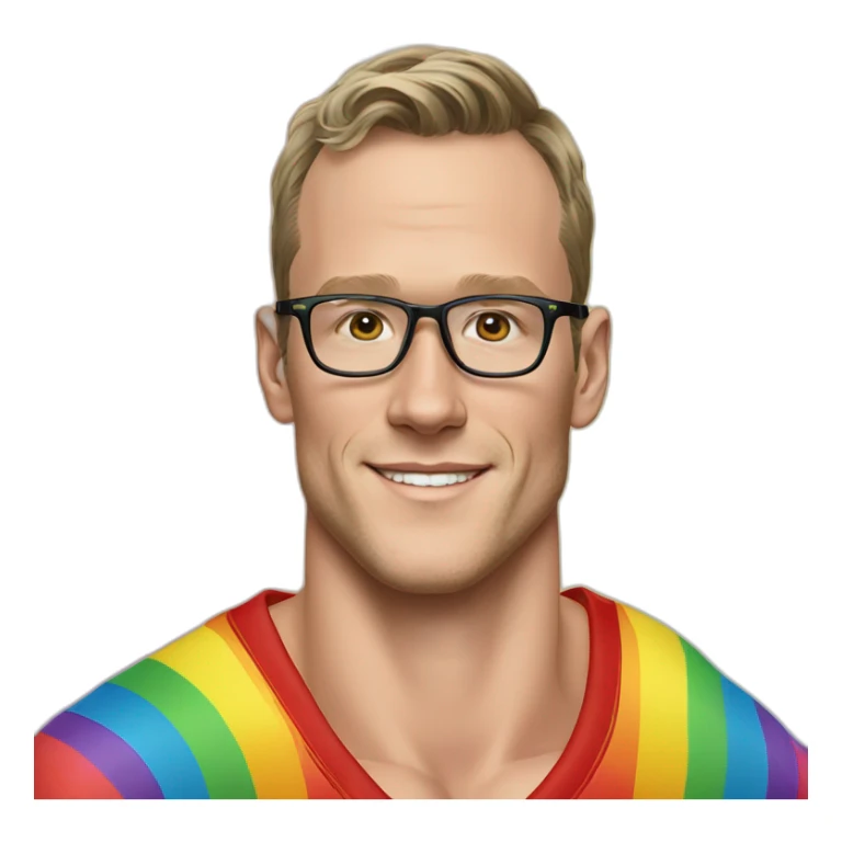 Jonathan Toews wearing glasses and rainbow clothes sticker