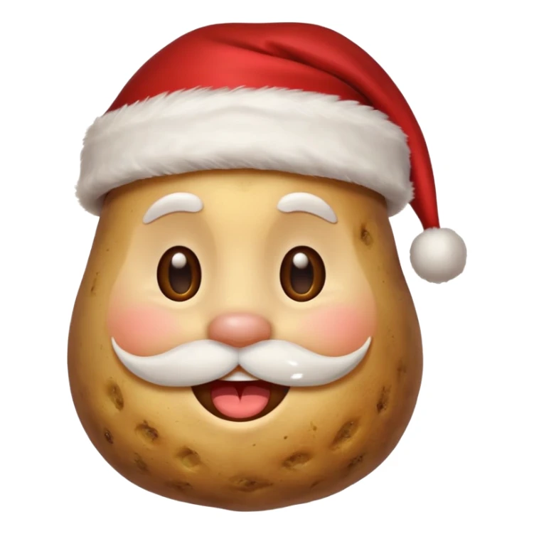 Potato with a smile face and a Santa Christmas hat on sticker