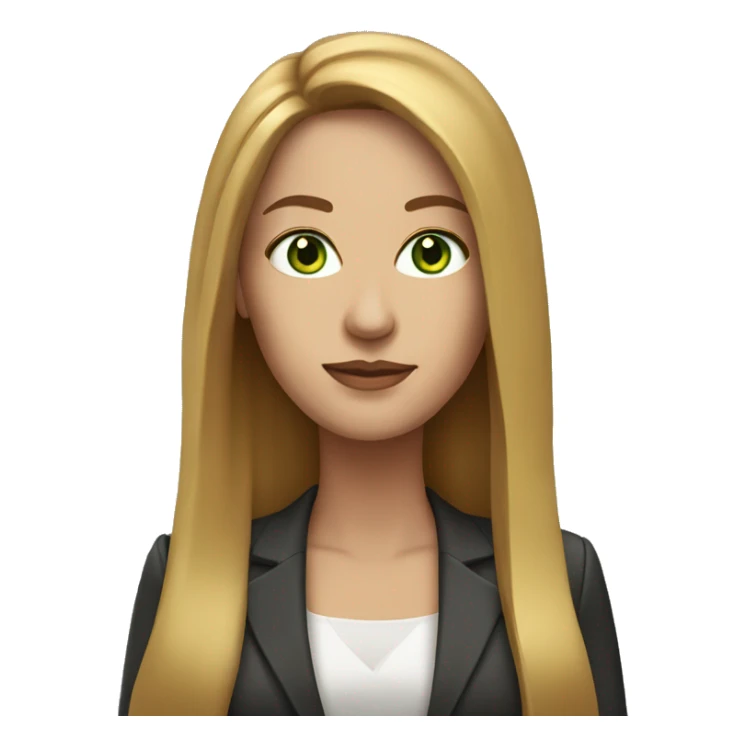 executive woman, long straight golden brown hair, green eyes sticker