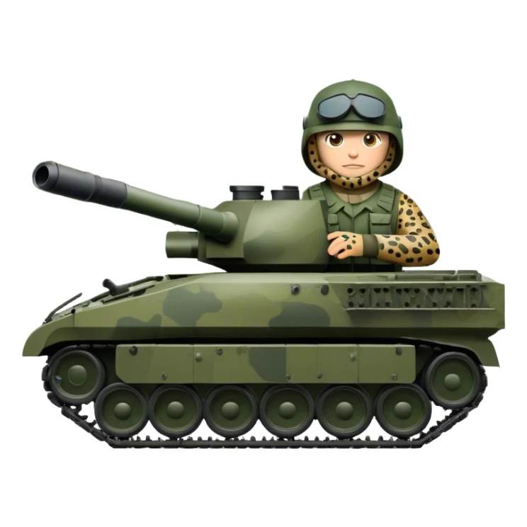 Leopard 2A7 (2021) – Cinematic-realistic Leopard 2A7 tank, its sleek, dark-green camo frame moving through a dense forest. The tank commander peers through binoculars as the 120mm gun elevates slightly, its thick armor reflecting the flickering light of an overcast sky, while rain drips off its reinforced turret. sticker